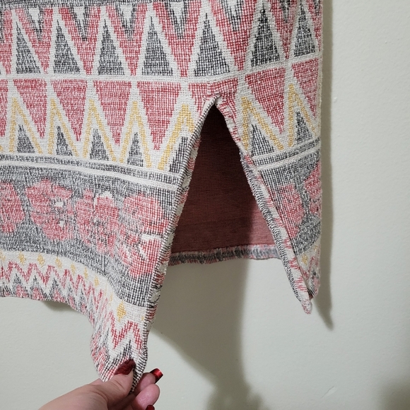 FREE PEOPLE Mendocino Aztec Boho Woven High Waist Slit Pencil Skirt Size Large - Picture 7 of 10